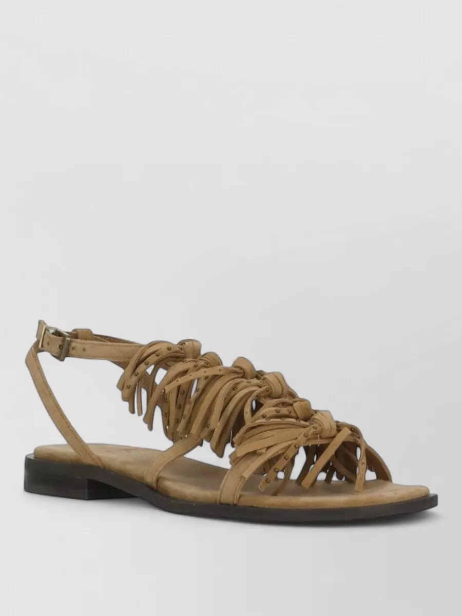 Ash Leather Studded Flat Sandals