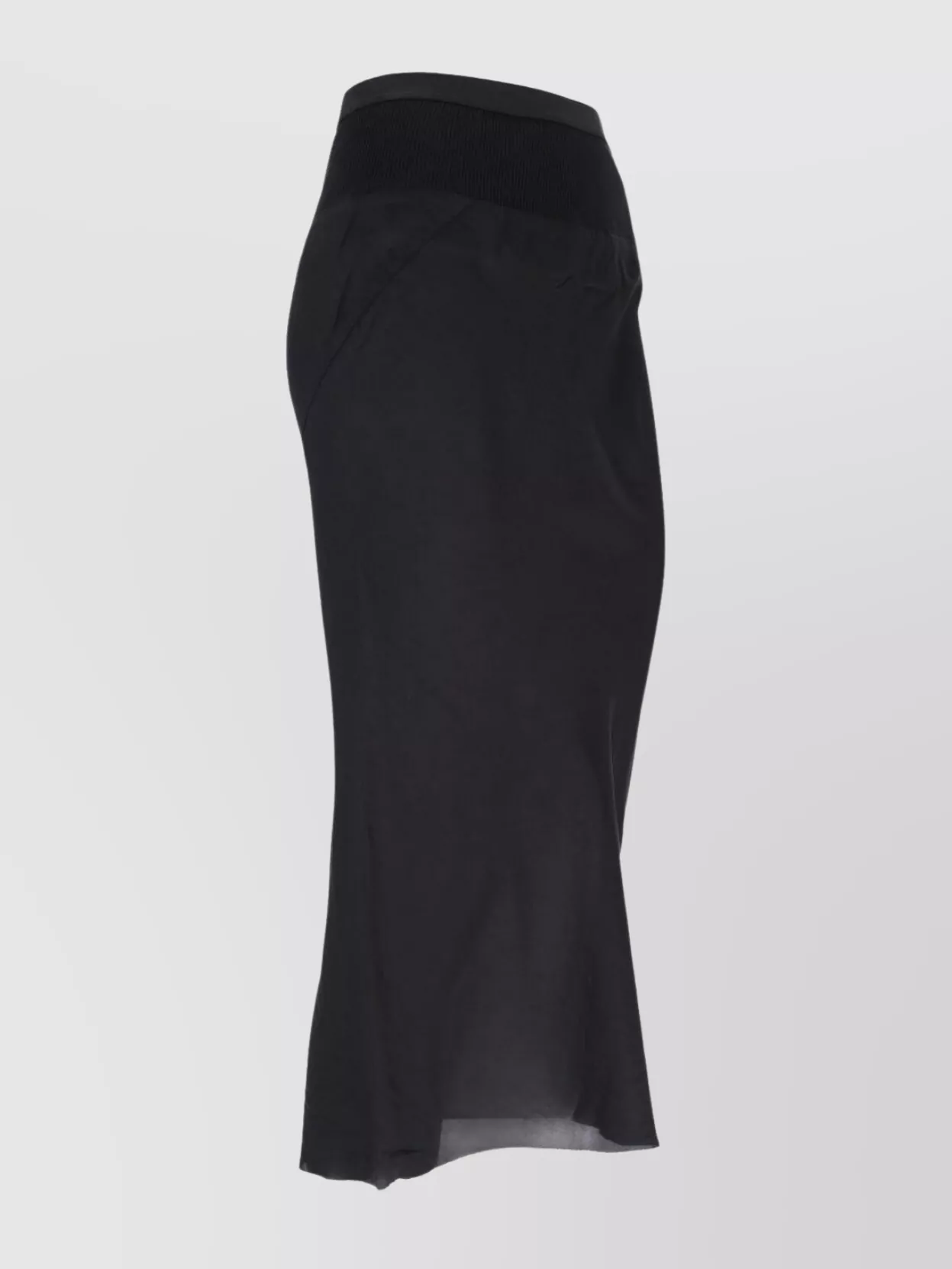 Rick Owens Asymmetric Elastic Waistband Midi Skirt