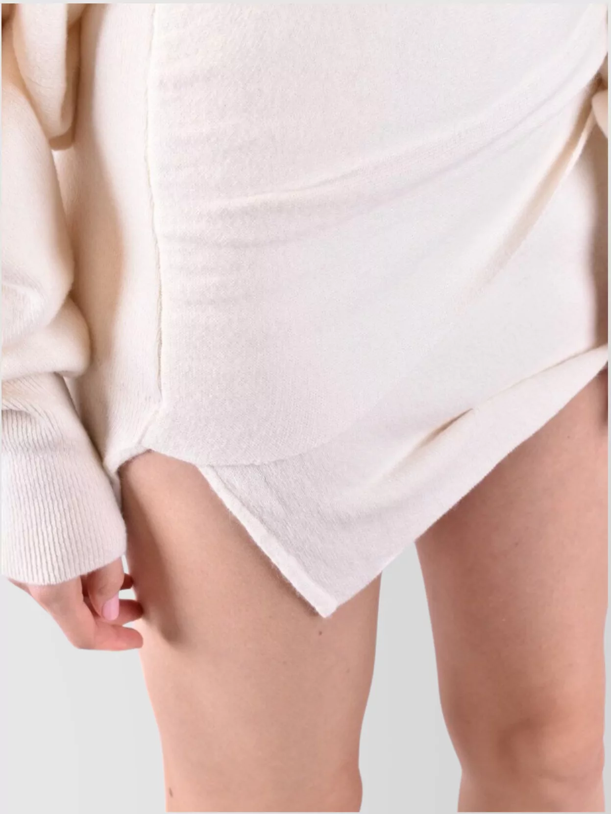 Laneus Hemline Asymmetry Waistband Elastic Texture Ribbed