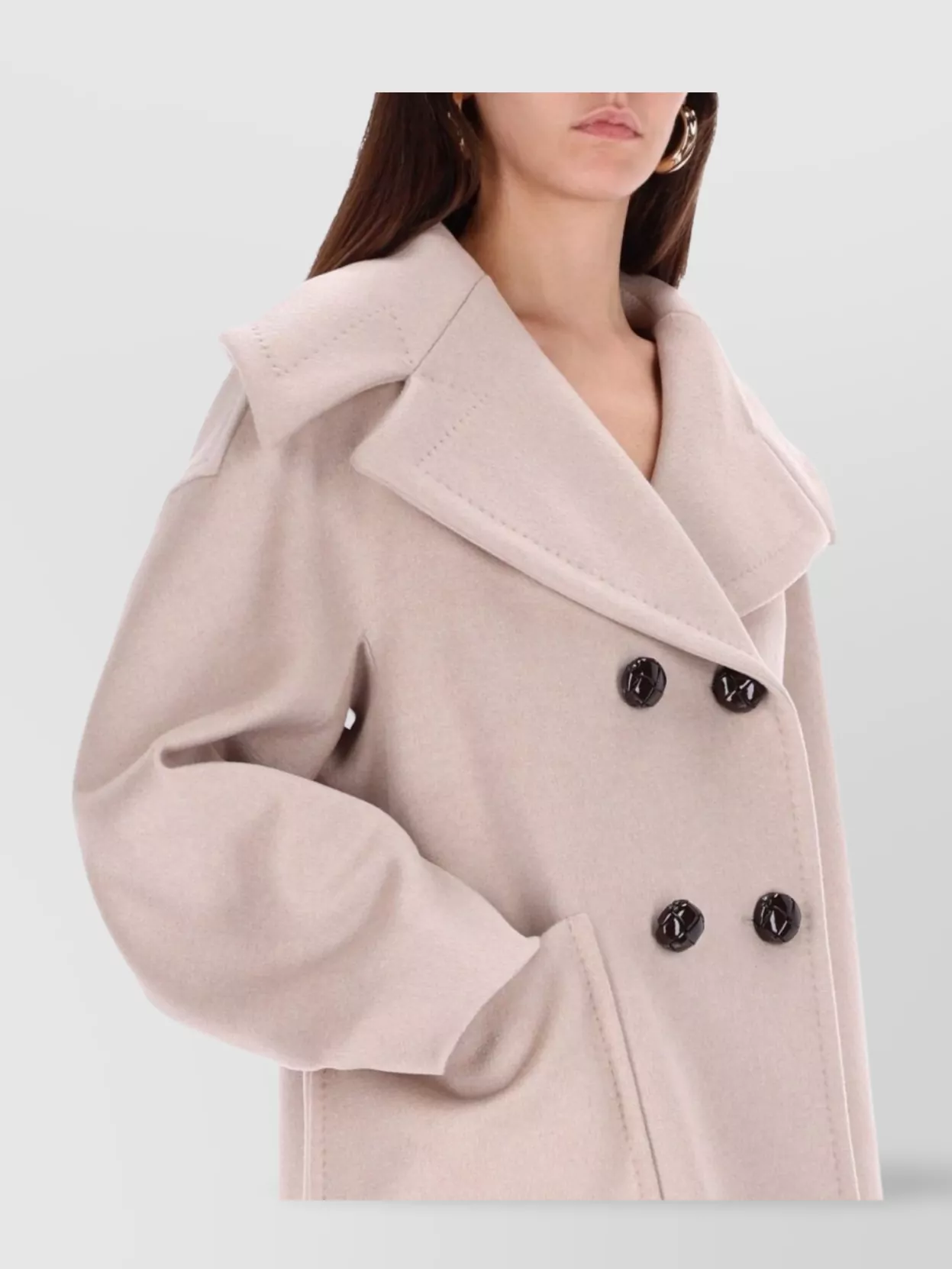 Max Mara Oversized Double-breasted Coat Large Lapels In Neutral