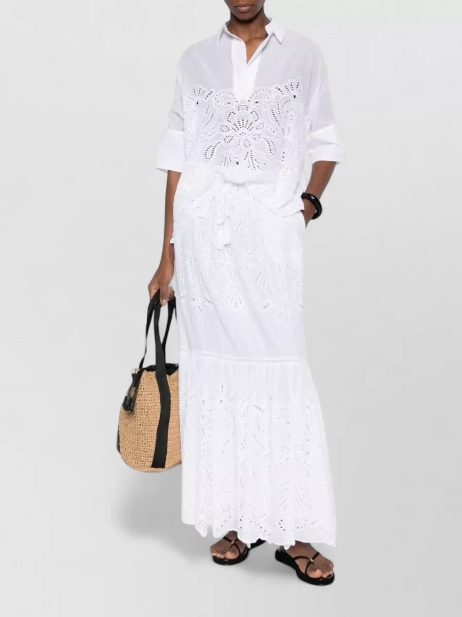 Ermanno Firenze Cotton Tiered Maxi Skirt