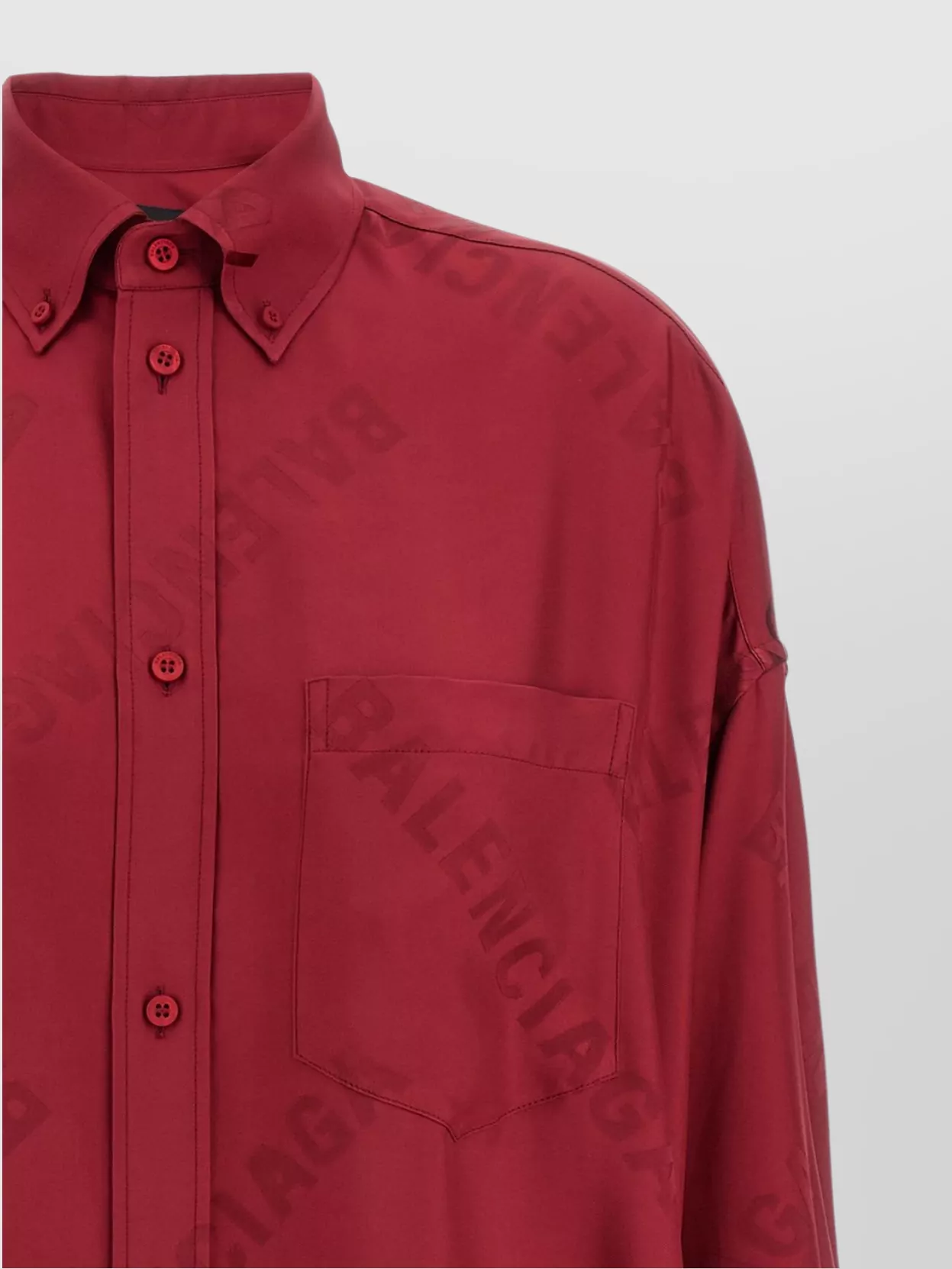 Shop Balenciaga Oversized Shirt With Pocket And Long Hem