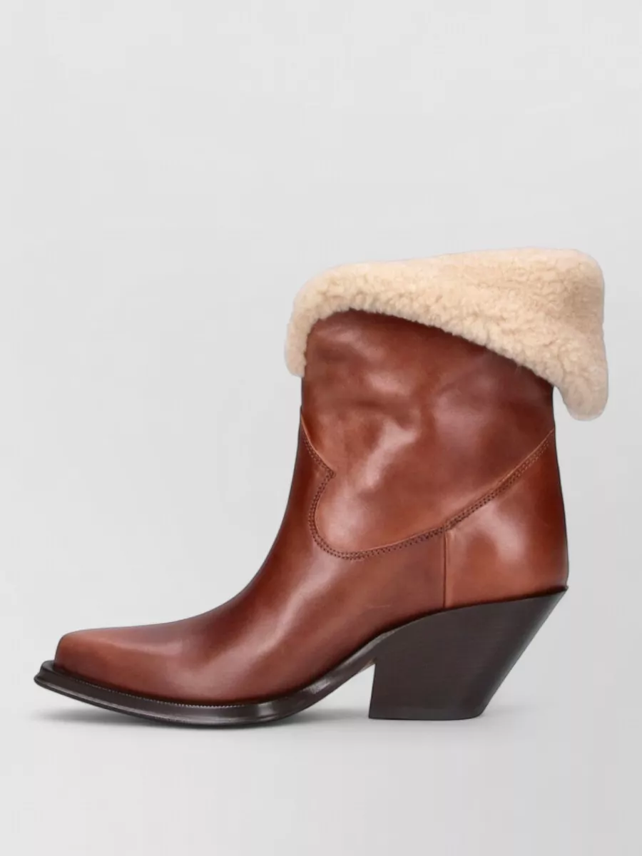 Chloé Leather Fur-Lined Ankle Boots