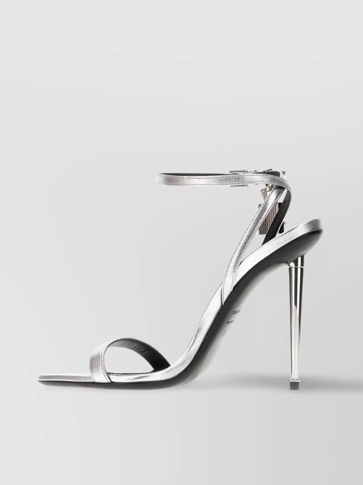 TOM FORD LEATHER SANDALS WITH METALLIC DETAIL AND STILETTO HEEL 