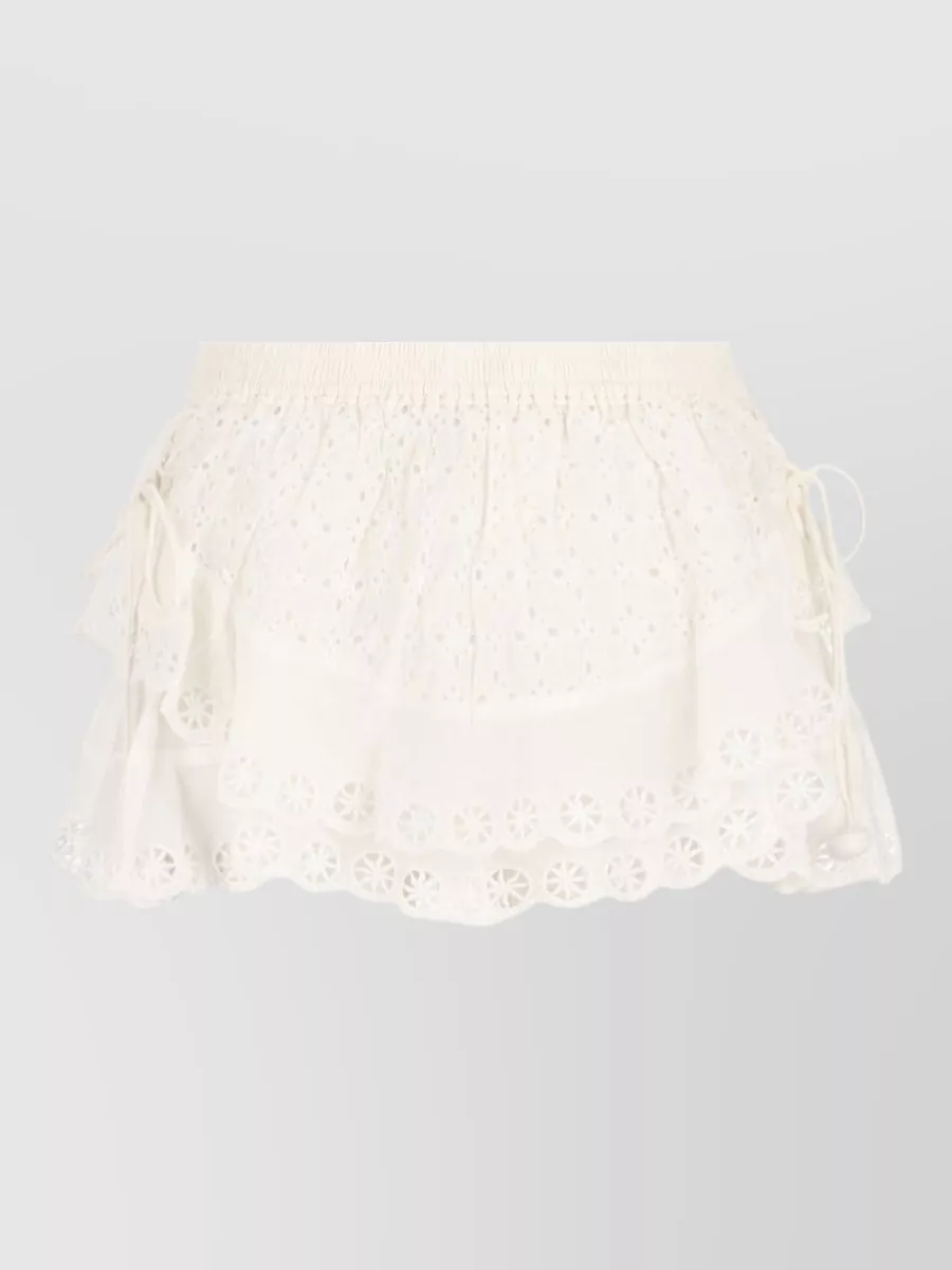 Isabel Marant Cotton Silk Embroidered Mini Shorts