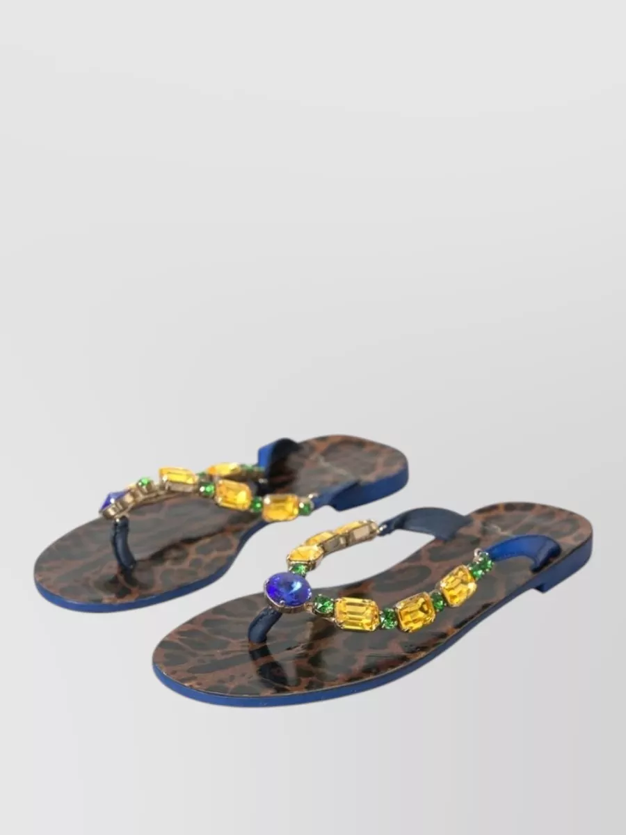 Dolce&Gabbana Embellished Leather Flat Sandals