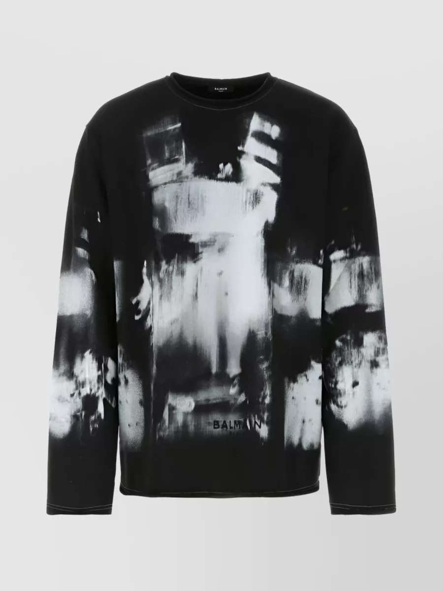 Shop Balmain X-ray Print Crewneck Sweatshirt In Black