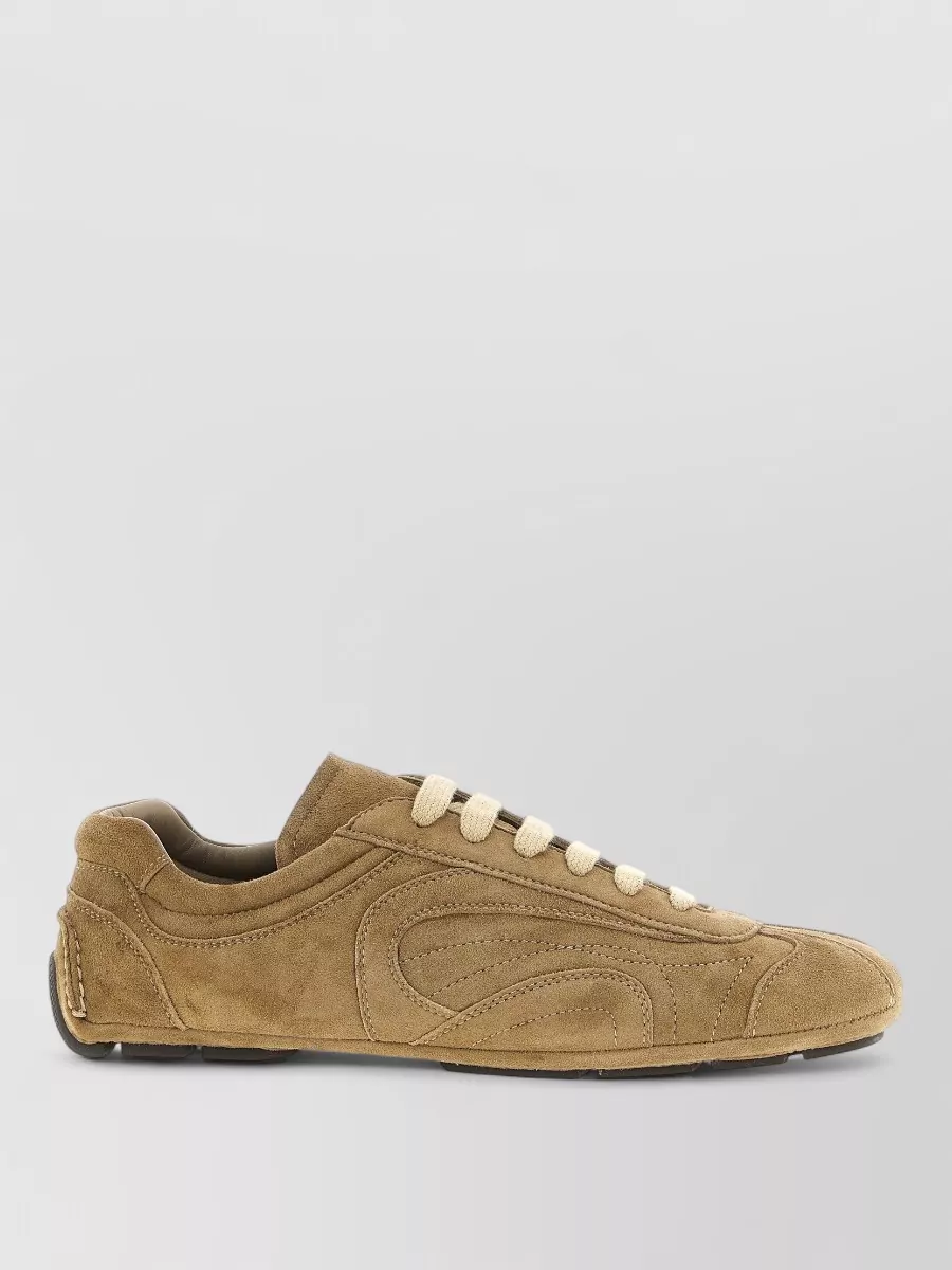 Prada suede lace-up sneakers