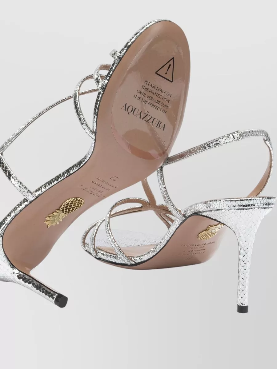 Aquazzura Talk To Me 75Mm Metallic Strappy Sandals