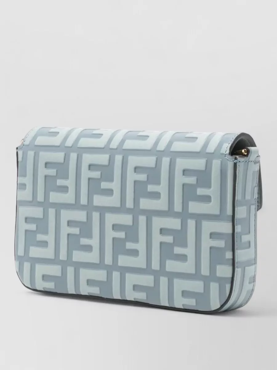 Fendi Ff Diamonds Leather Wallet Chain Bag In Blue