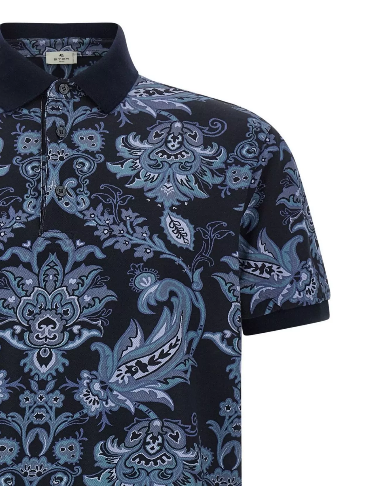 Etro Paisley Print Ribbed Collar Polo Shirt