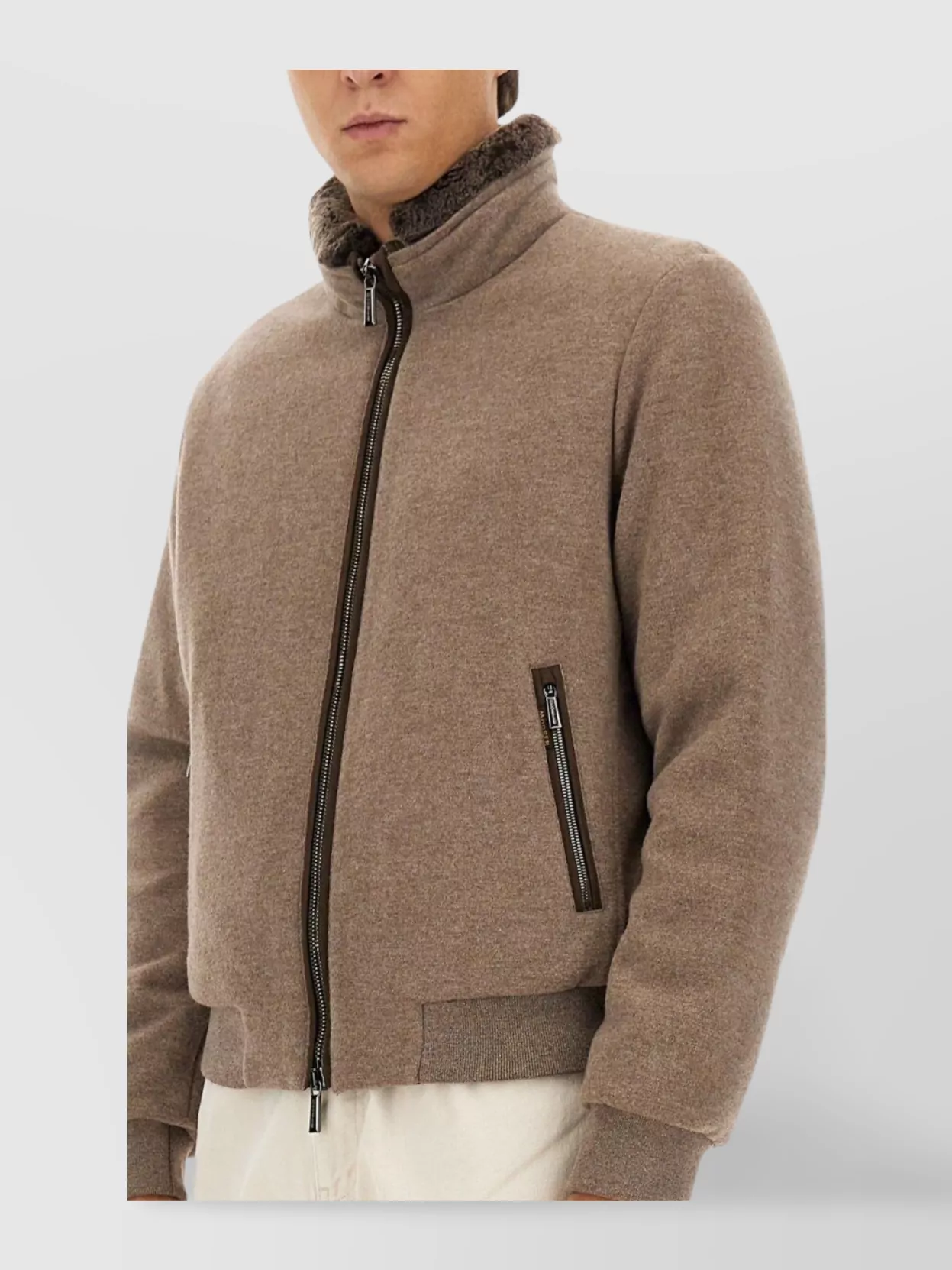 Moorer High Collar Coat Side Pockets