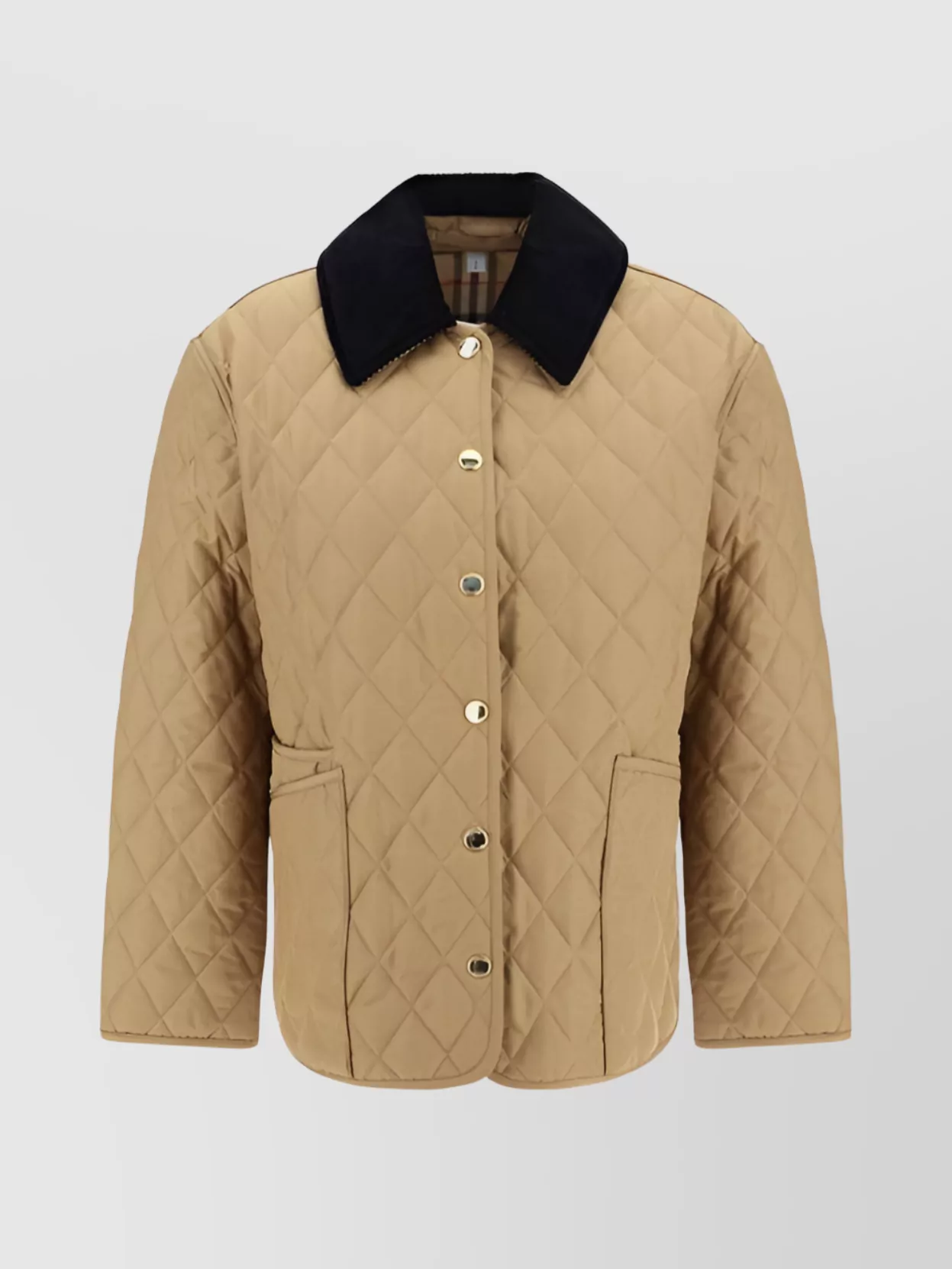 Burberry Velvet Trim Collar Quilted Jacket In Multi