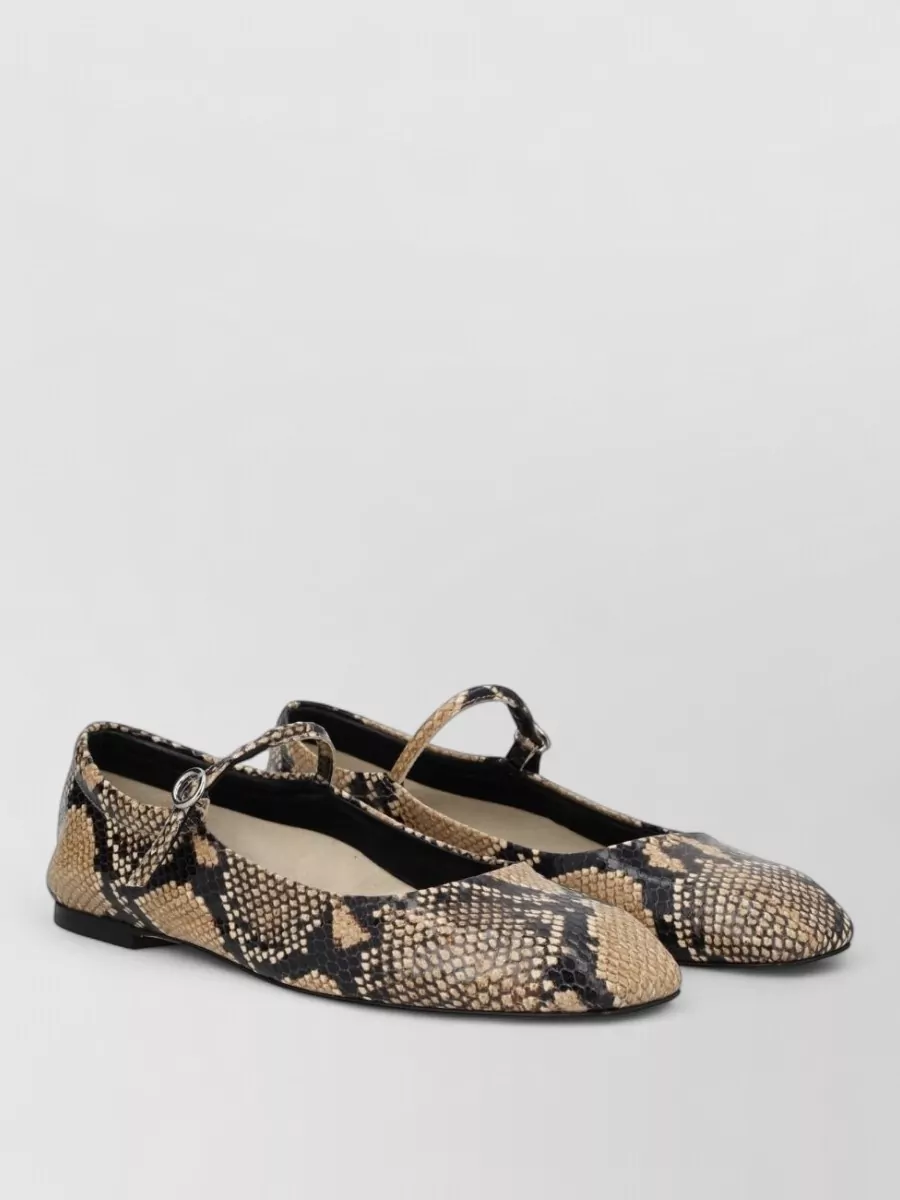 Aeyde Printed Leather Mary Jane Ballerina Shoes