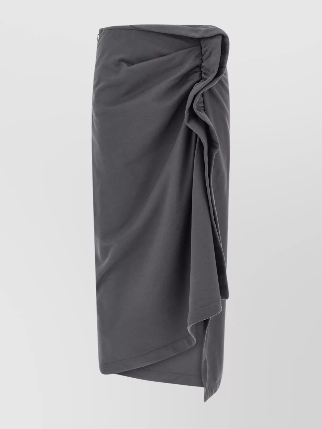 Dries Van Noten Asymmetric High Waist Skirt Drape Detail In Gray