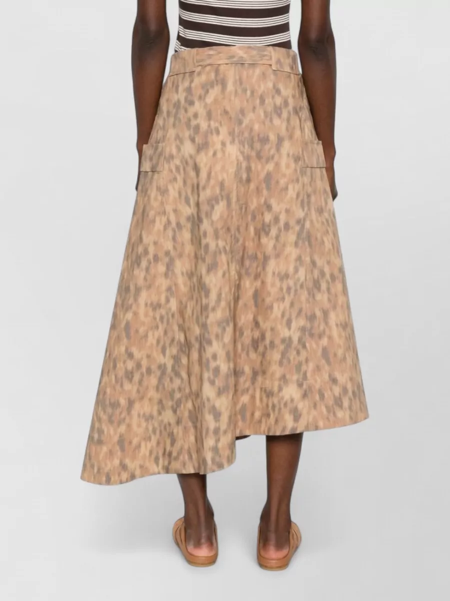 Ganni Printed Organic Cotton Asymmetric Skirt