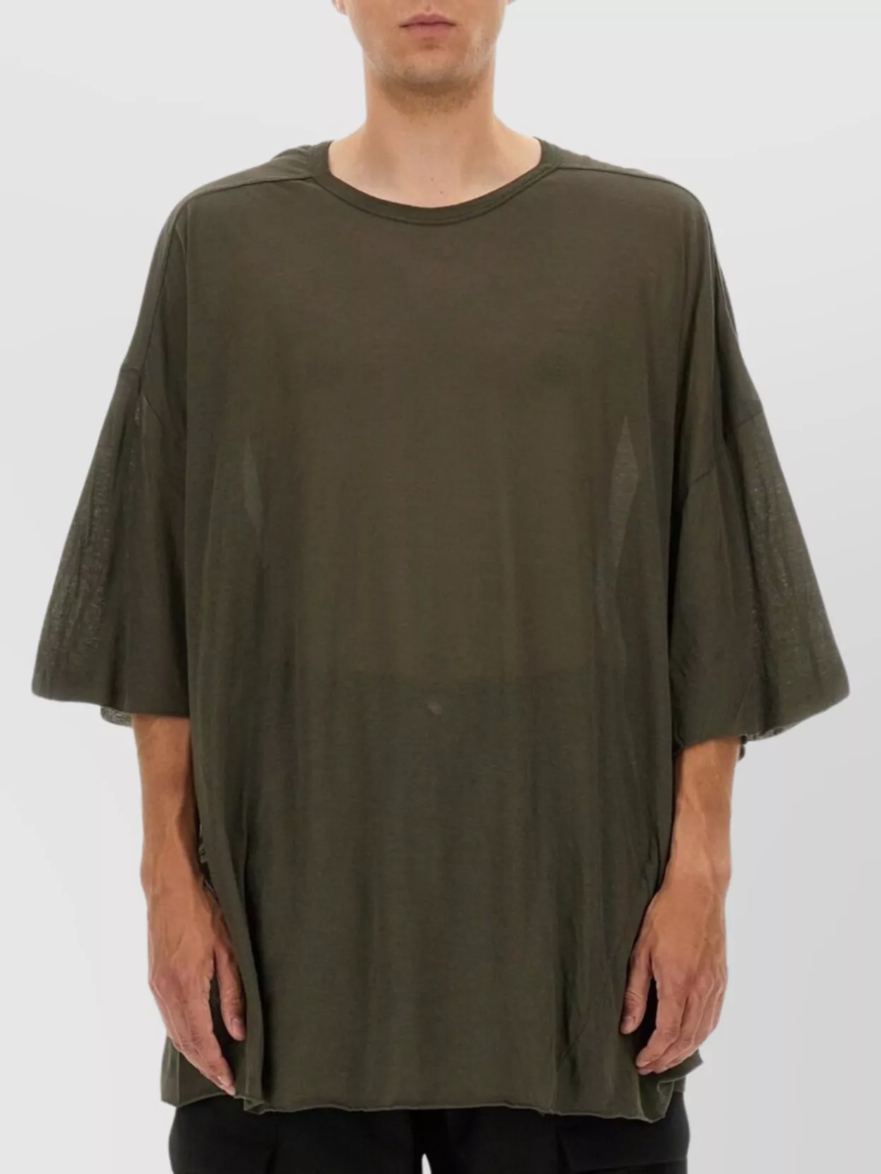 Rick Owens Tommy Oversized Sheer Round Neck T-Shirt