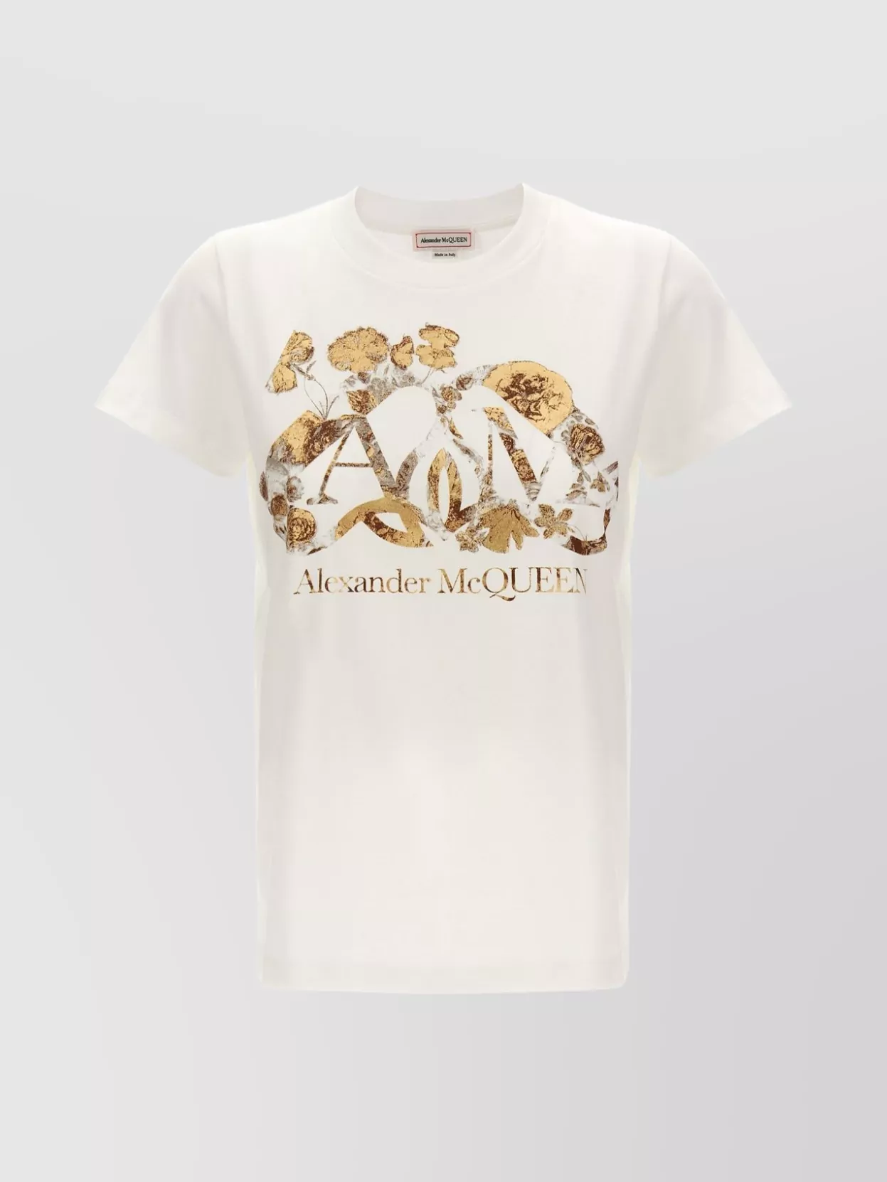 Alexander Mcqueen Floral Graphic T-shirt Gold Accents