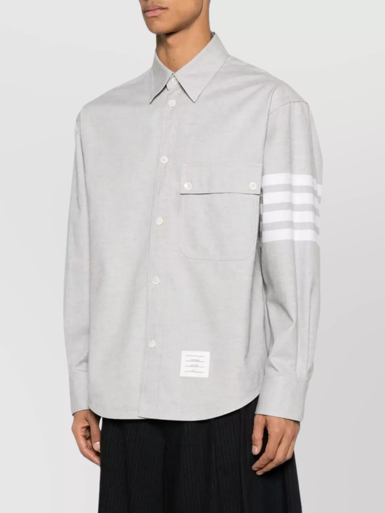 Thom Browne Oversized Cotton Shirt Contrast Stitching In White