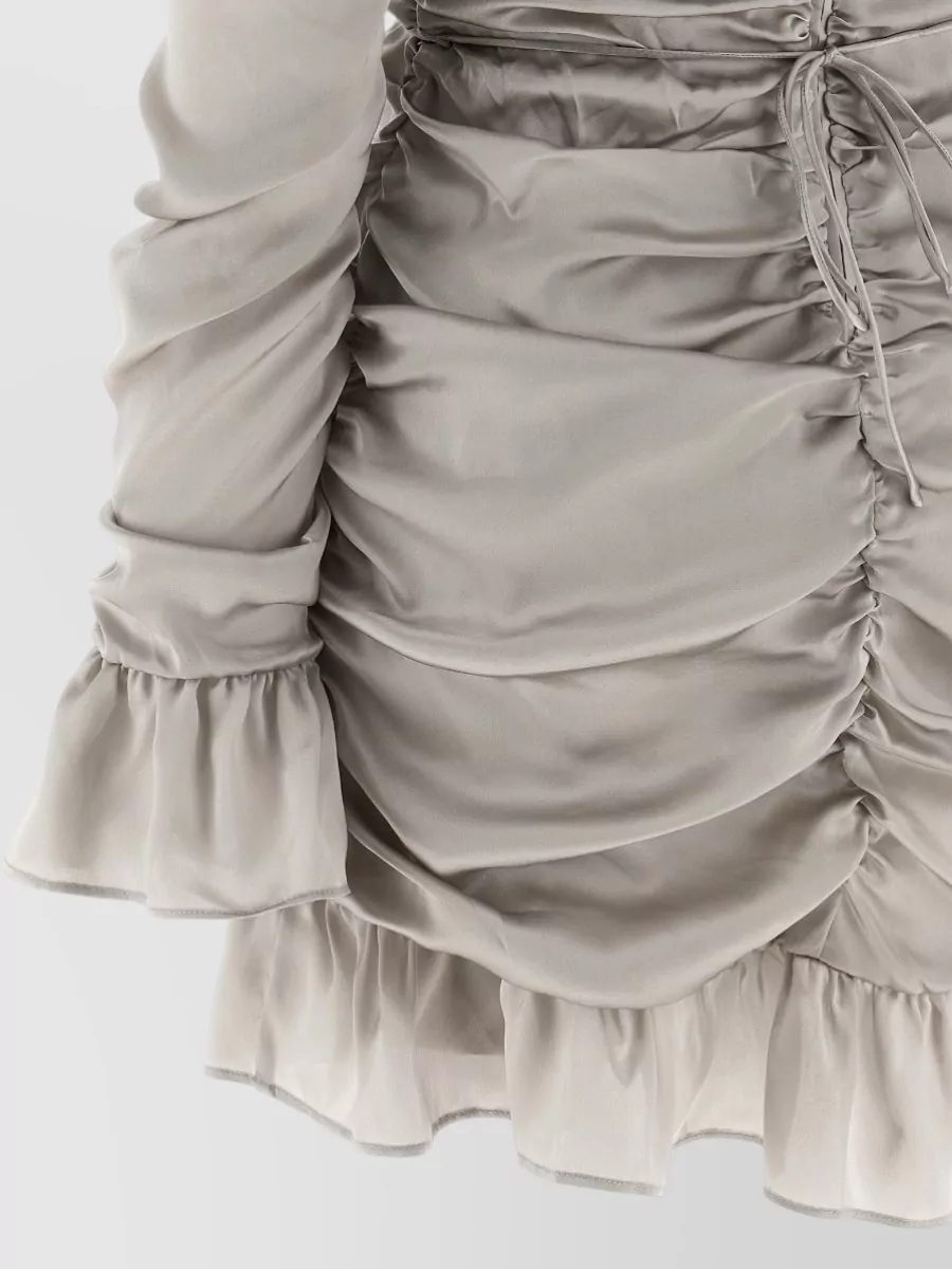 Rotate Birger Christensen Silk Ruffled Long-Sleeve Mini Dress