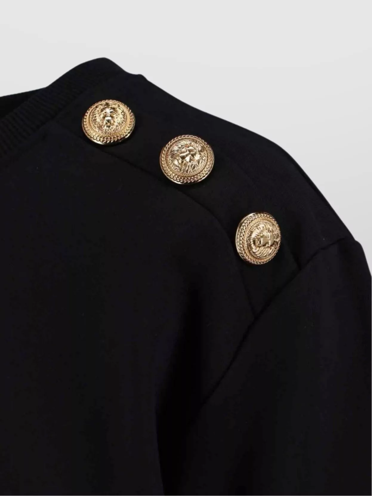 Balmain Crew Neck Sweater With Gold Button Detailing
