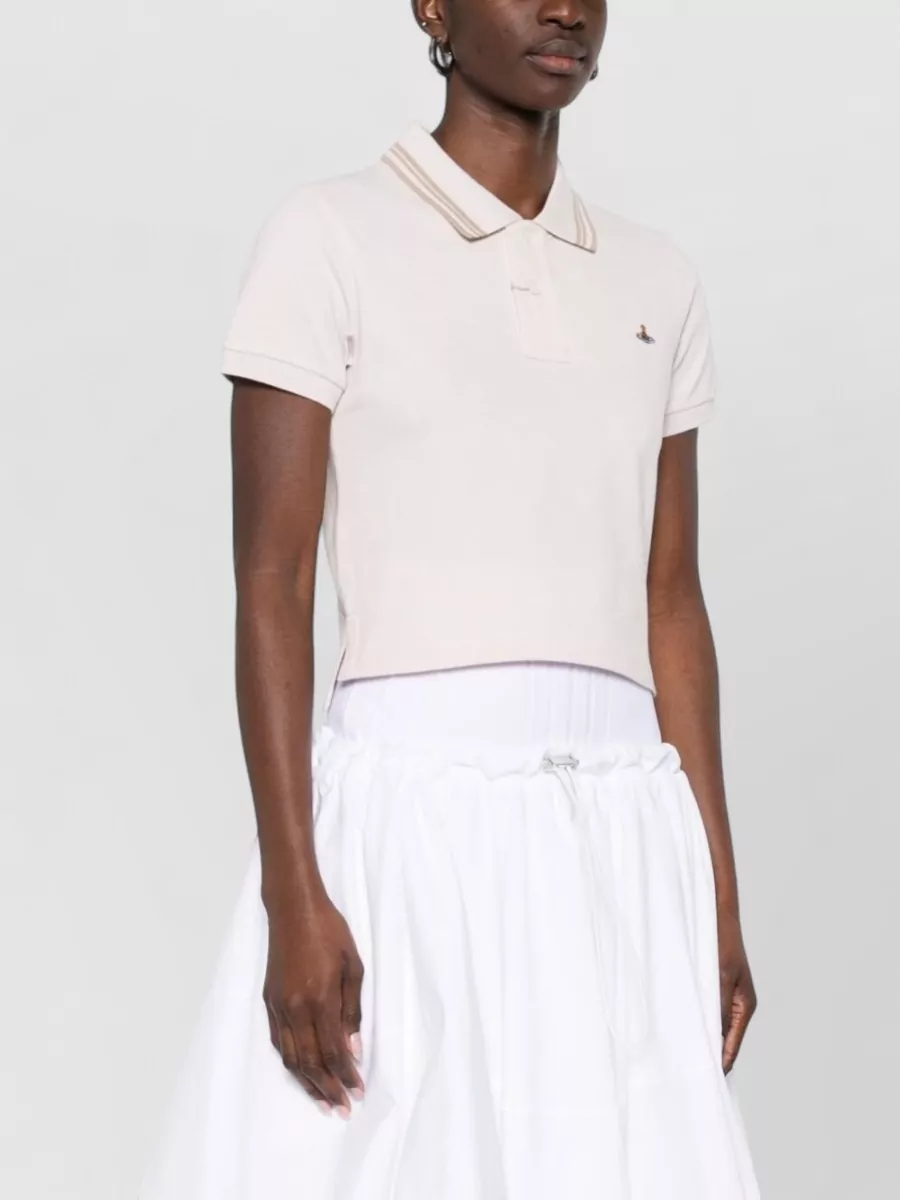 Vivienne Westwood Short Sleeve Polo Top Ribbed Collar