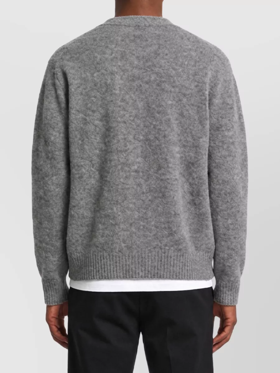 Ami Paris Alpaca Wool Ribbed V-Neck Cardigan