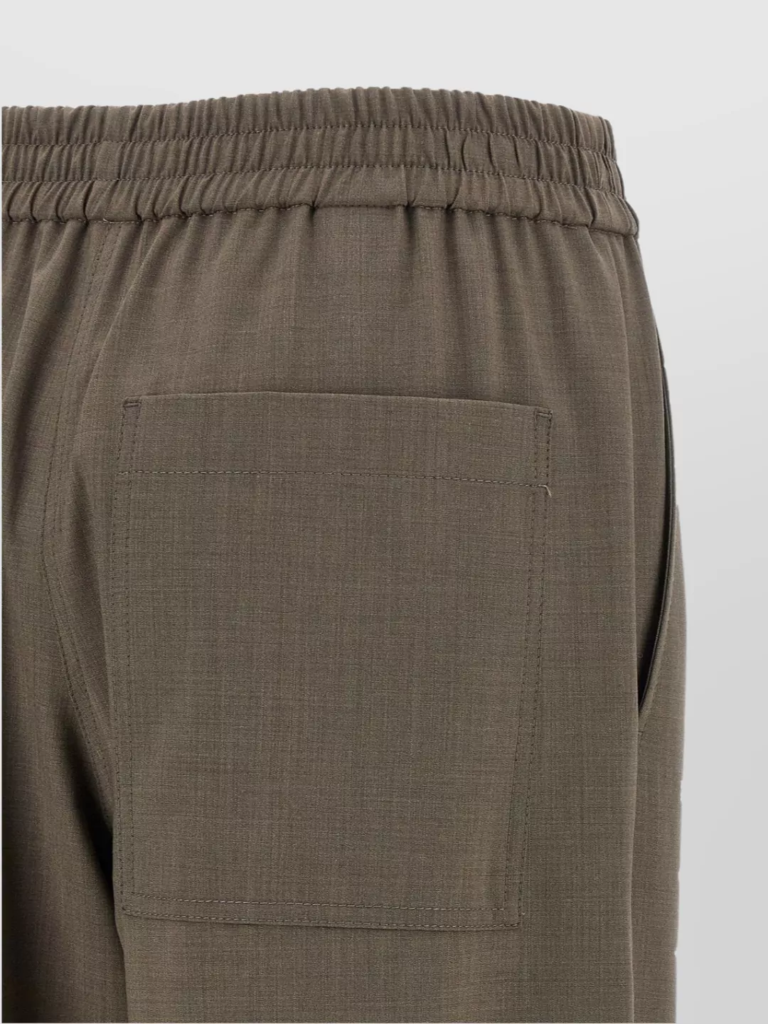 Brunello Cucinelli Trousers Wool Back Pockets Elastic Waistband Wide Leg