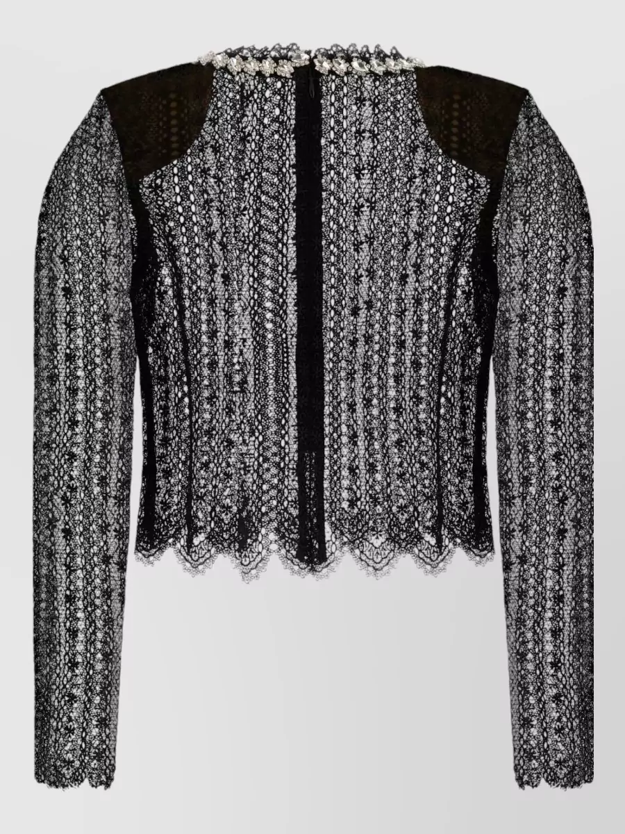 Self-Portrait Lace Long-Sleeve Cropped Jacket