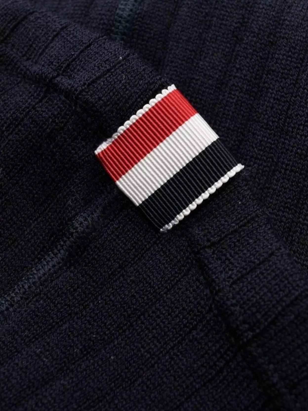 Thom Browne Ribbed High Waist Tights With Striped Detail