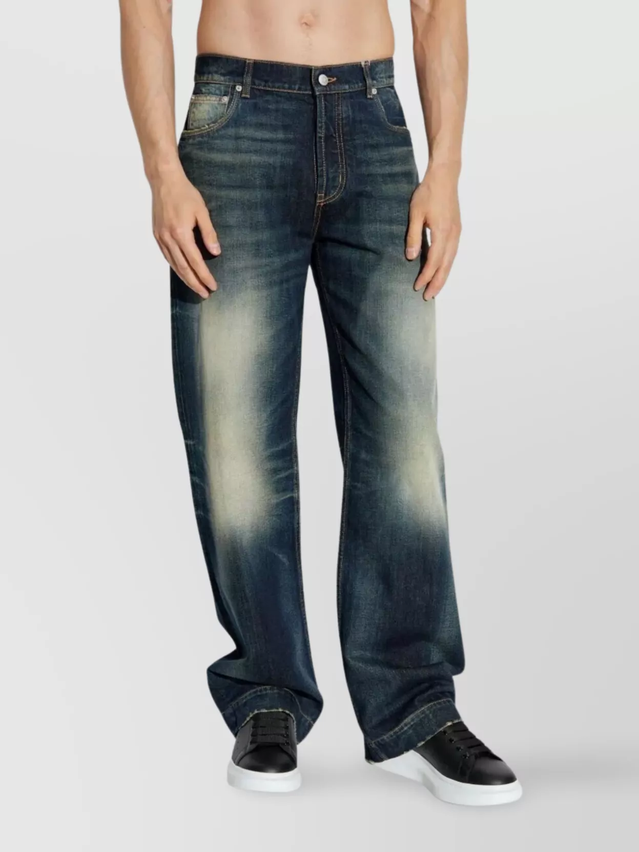 Alexander Mcqueen Wide Leg Faded Jeans