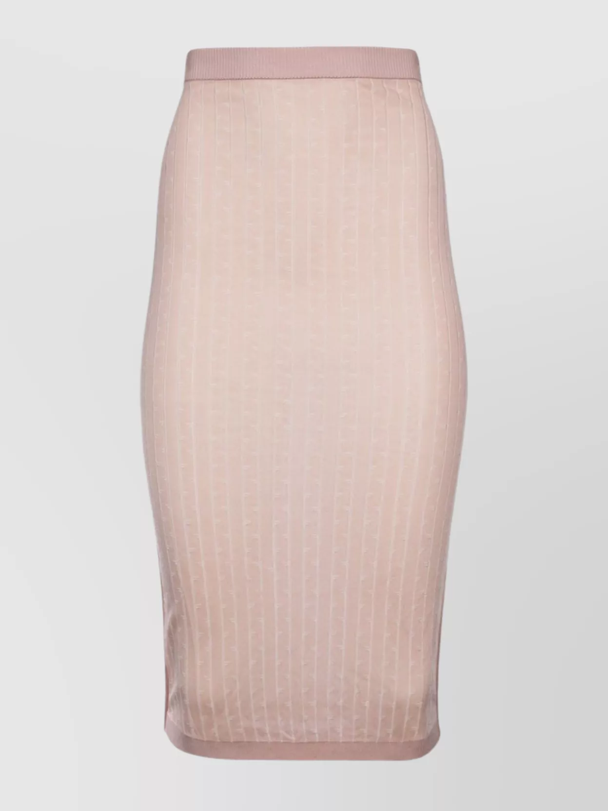 Shop Fendi Ribbed Texture Sheer Hem Elastic Waistband Skirt