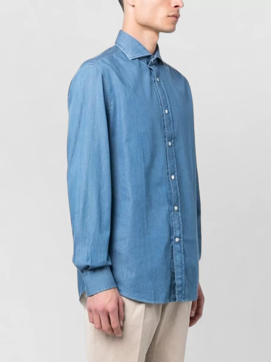 Brunello Cucinelli Cotton Denim Shirt Button Down Collar