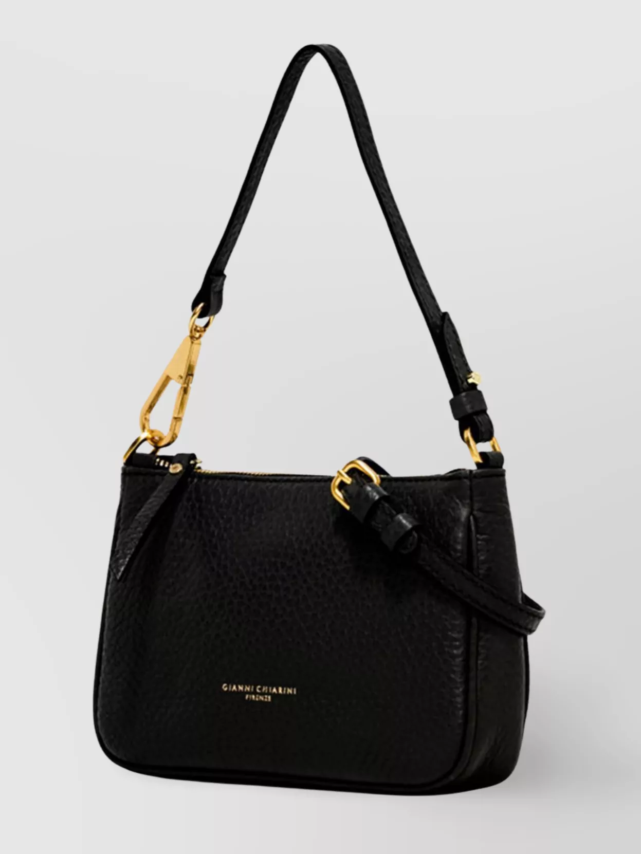 Gianni Chiarini Brooke Clutch Bag In Maxi Grain Leather In Black
