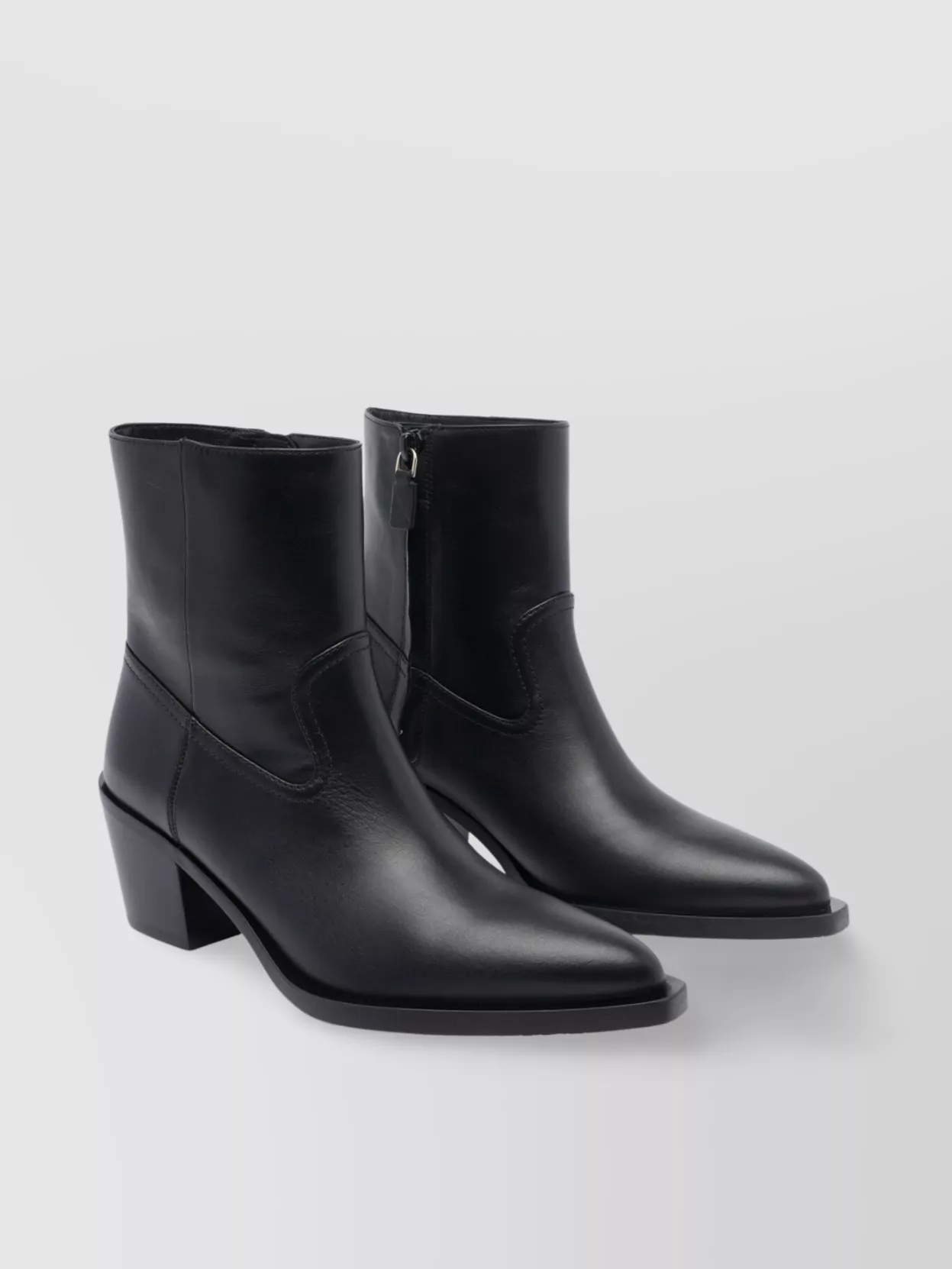 Stuart Weitzman Leather Block Heel Ankle Boots With Pointed Toe