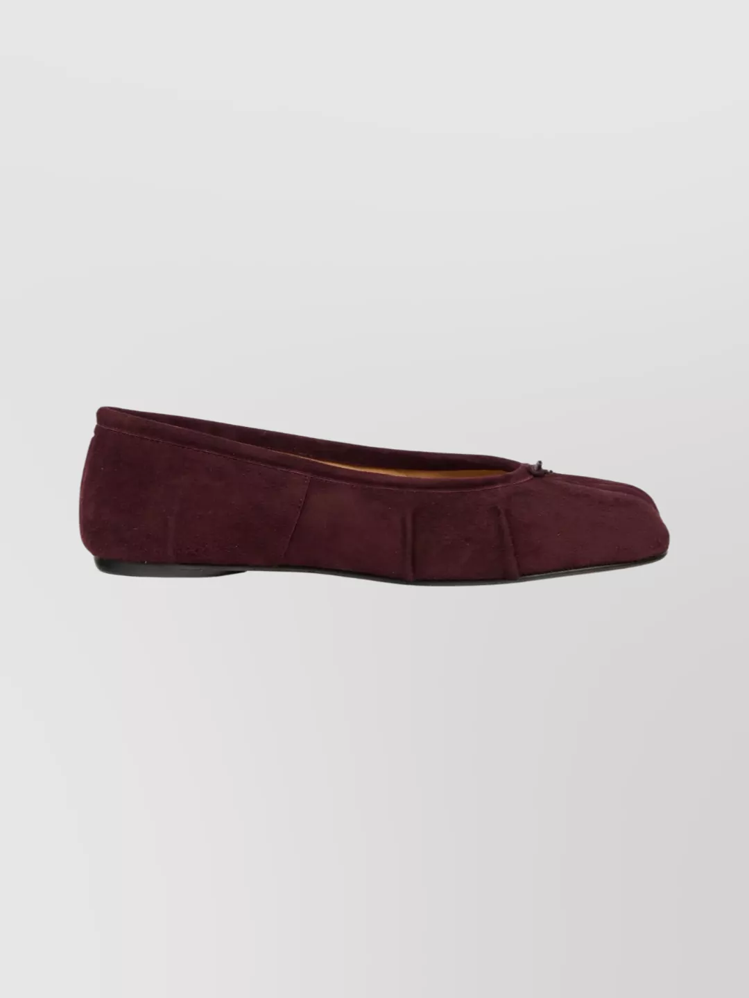 Maison Margiela Split Toe Suede Ballerina Shoes With Bow In Brown