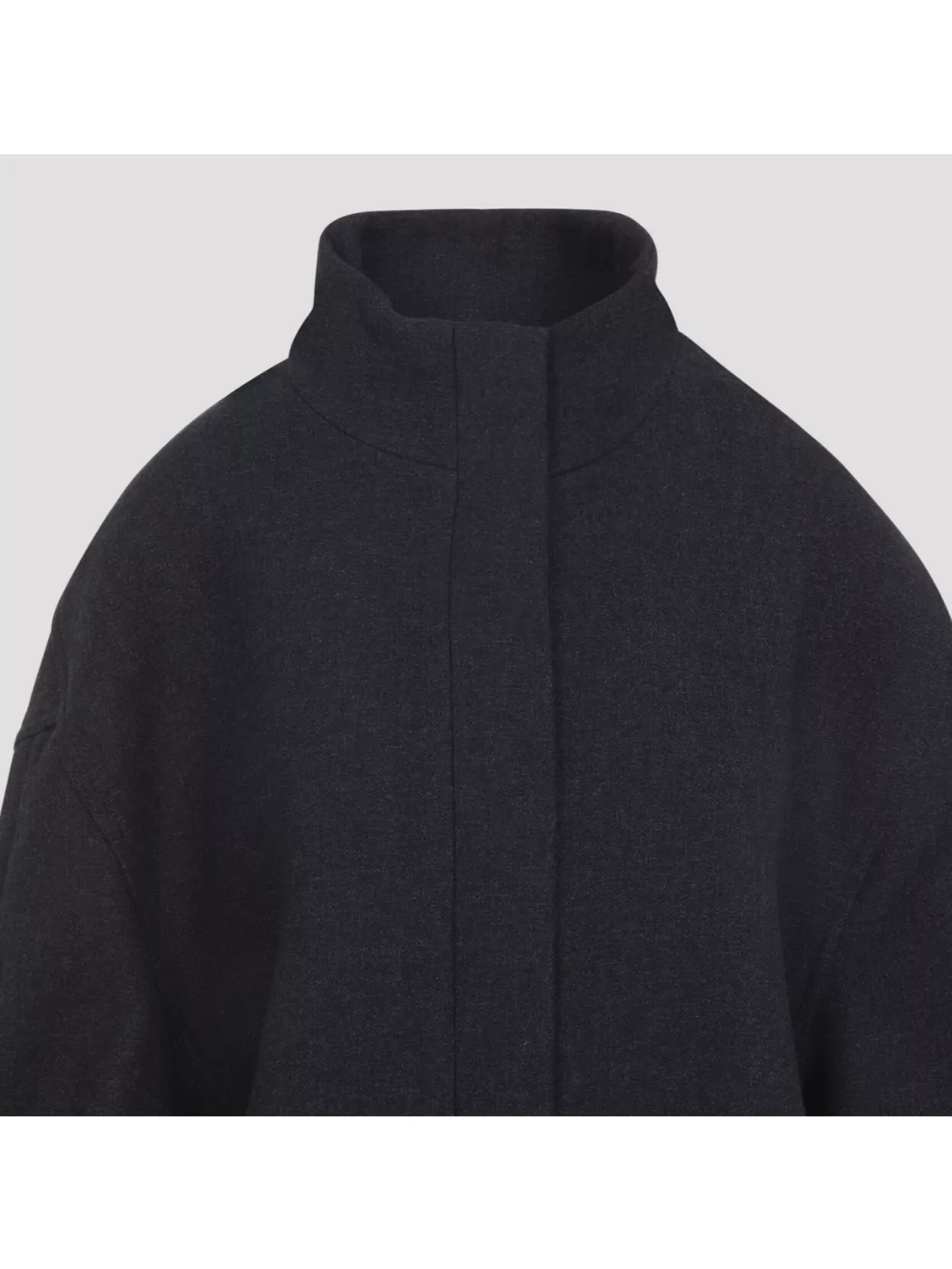 Dries Van Noten Oversized High Collar Jacket With Elastic Hem In Gray