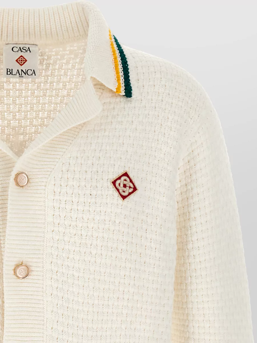 Casablanca Cotton Waffle-Knit Embroidered Lightweight Jacket