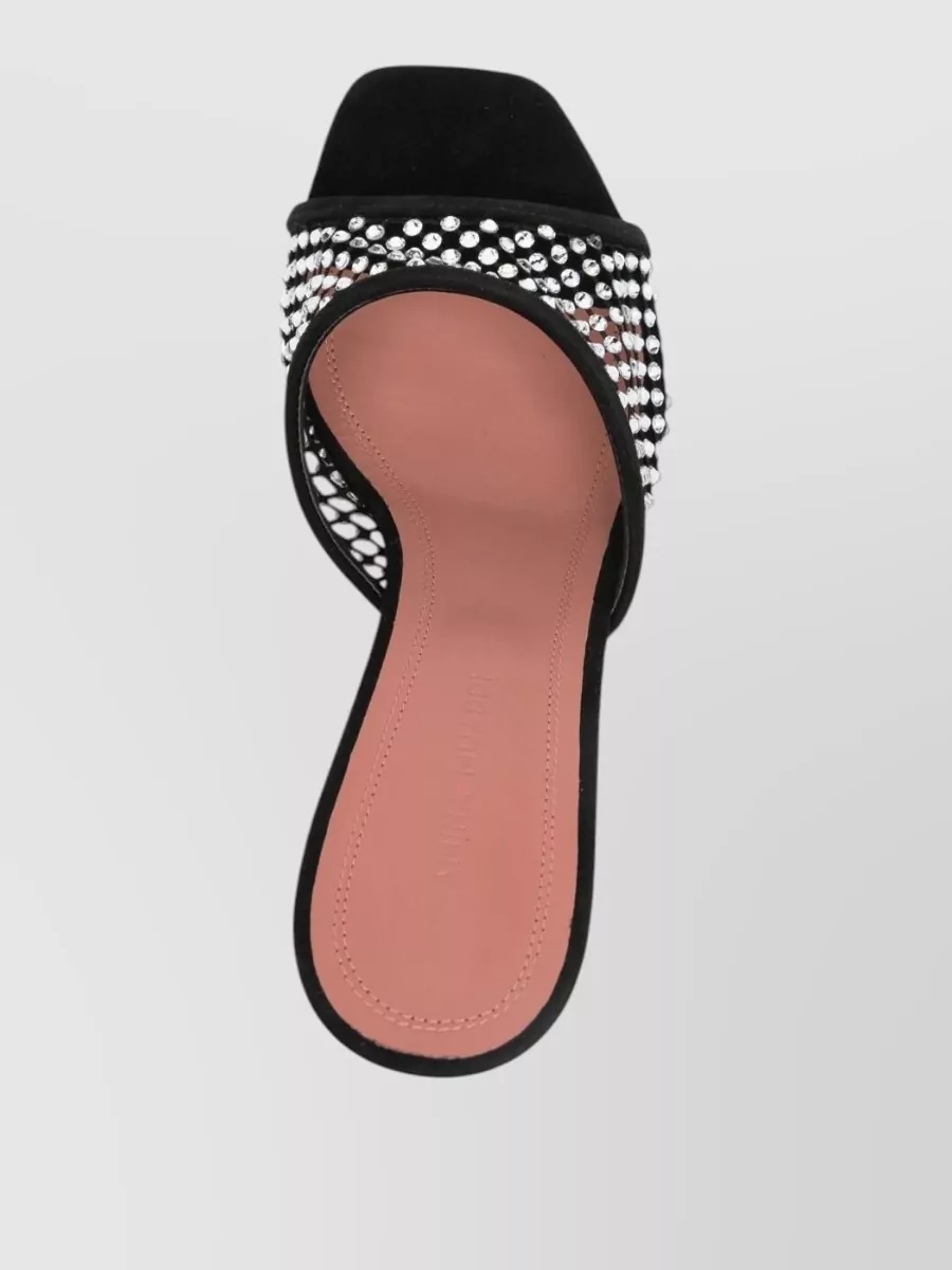 Amina Muaddi Crystal Embellished Leather Mules