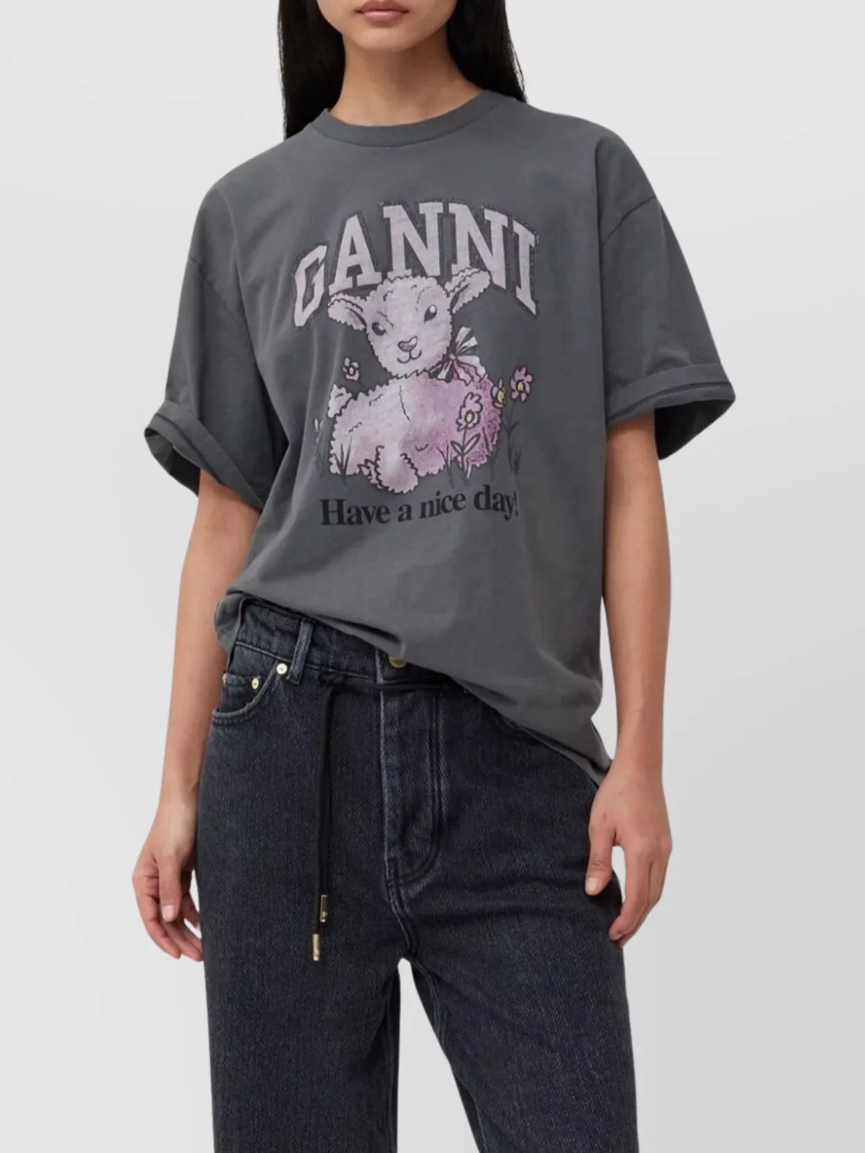 Ganni Graphic Print Crewneck T-Shirt