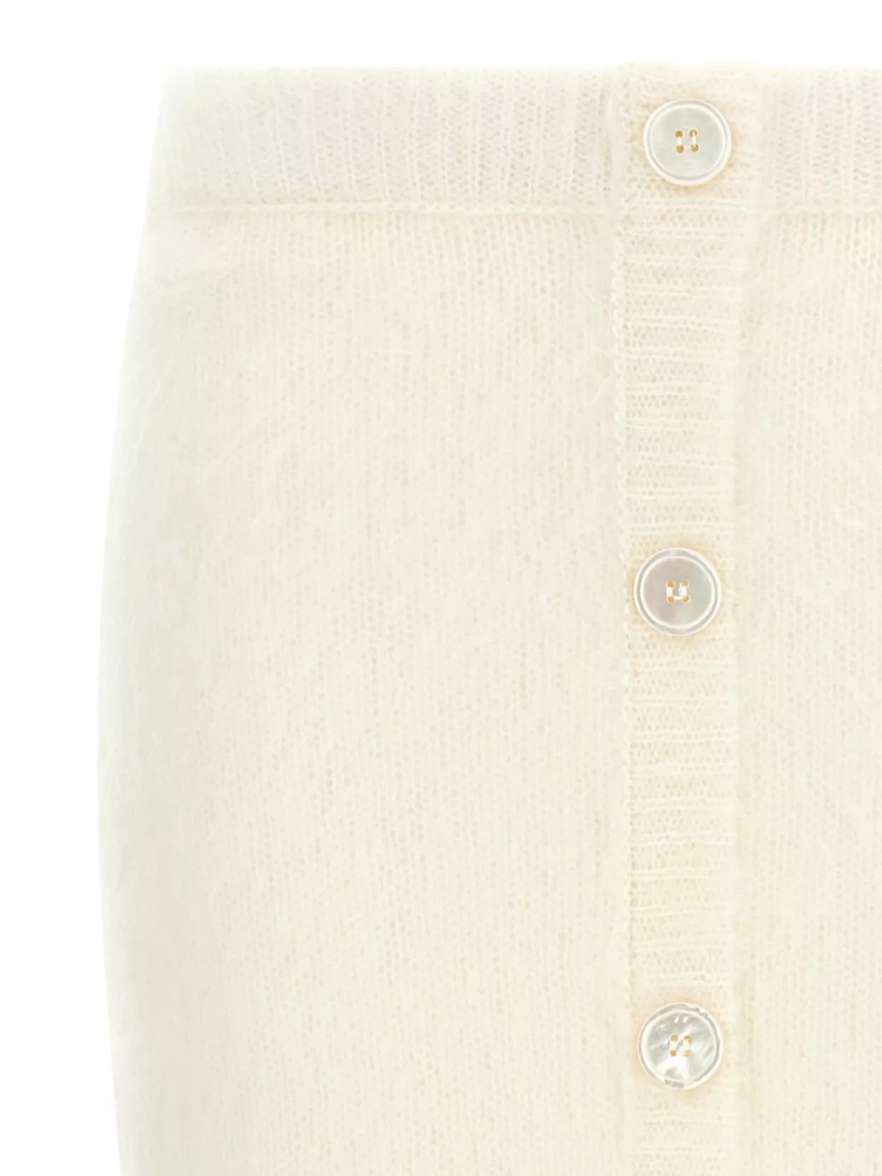 Alessandra Rich Mohair Skirt With Ribbed Waistband And Button Detailing