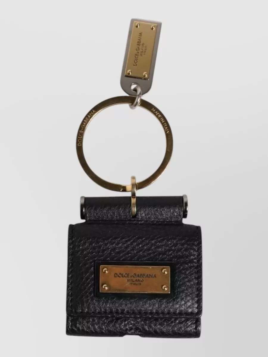 Dolce&Gabbana leather logo-plaque airpods case keychain