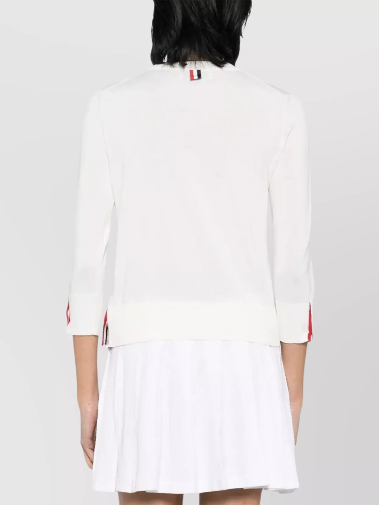 Thom Browne 3/4 Sleeve Crew Neck Cotton Pullover