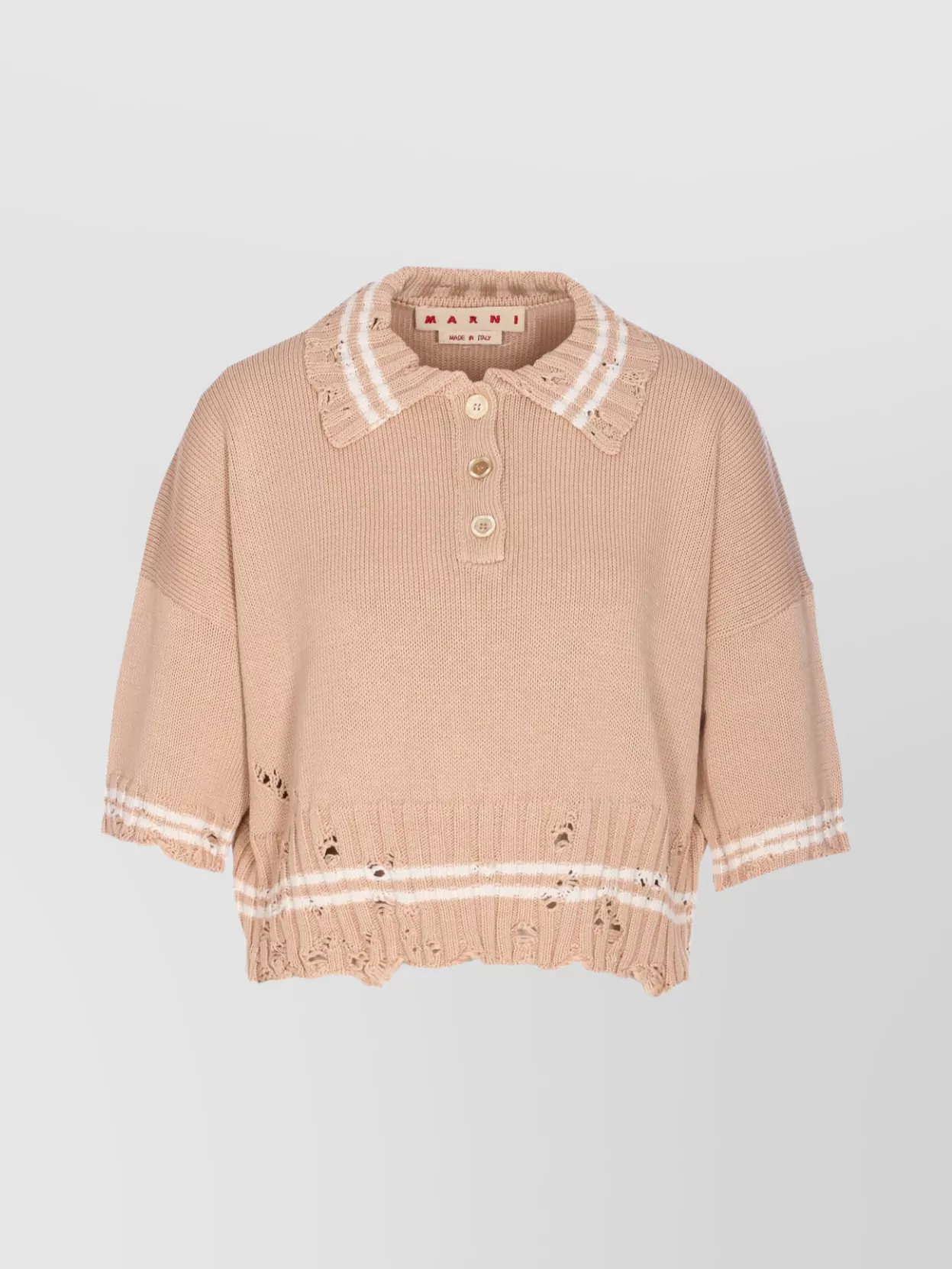 Marni Knitwear Polo With Distressed Button Detailing