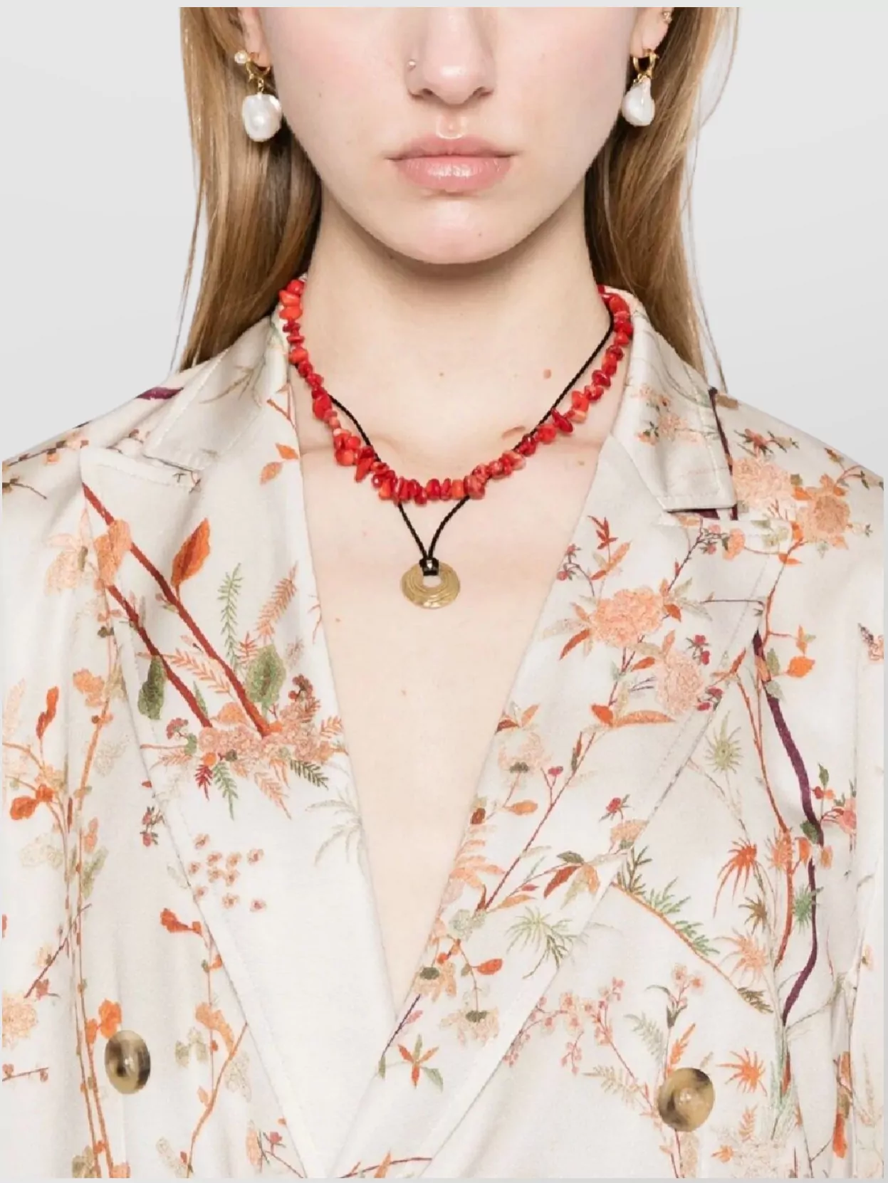 Pierre Louise Mascia Febo Double-Breasted Floral Print Jacket