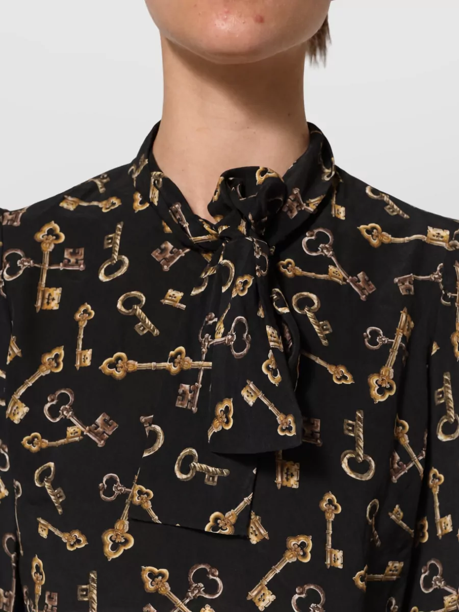 Dolce&Gabbana Silk Tie Neck Printed Blouse