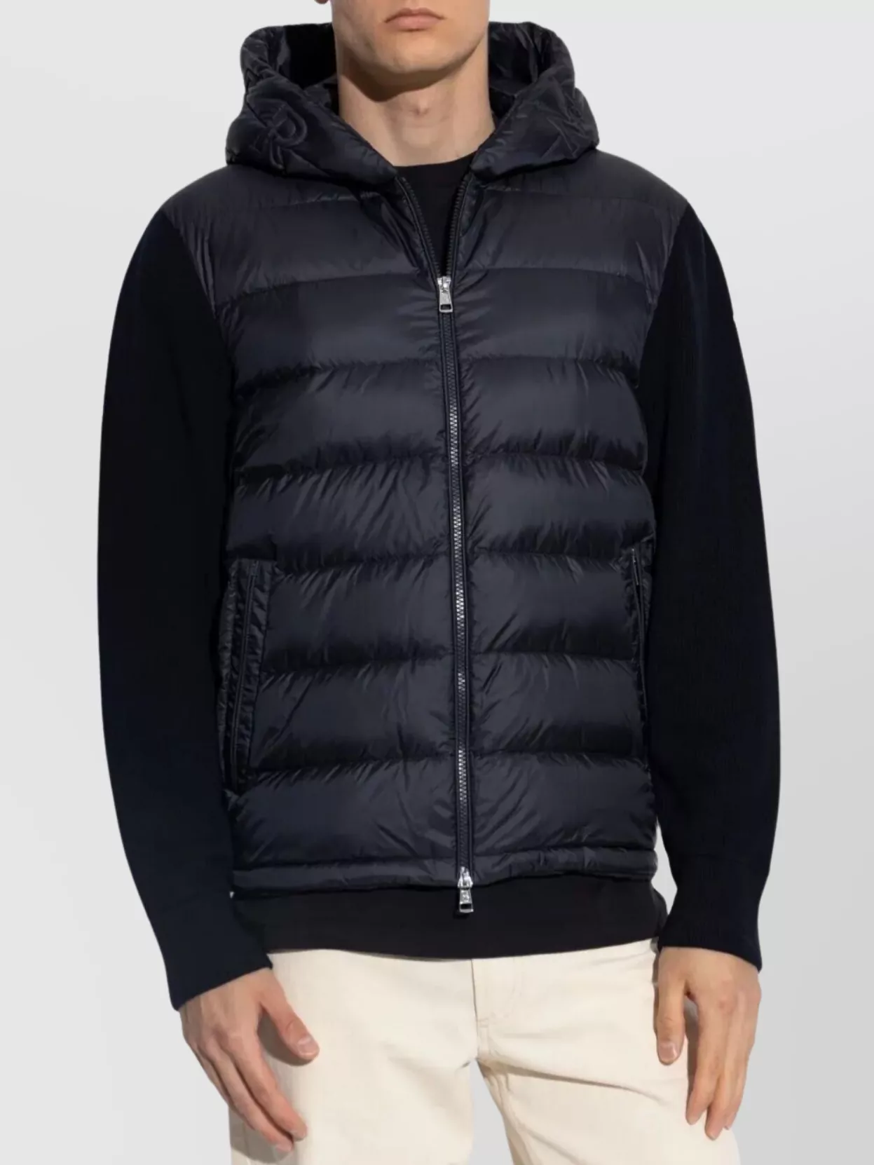 Moncler Quilted Hooded Zip-Up Wool Jacket