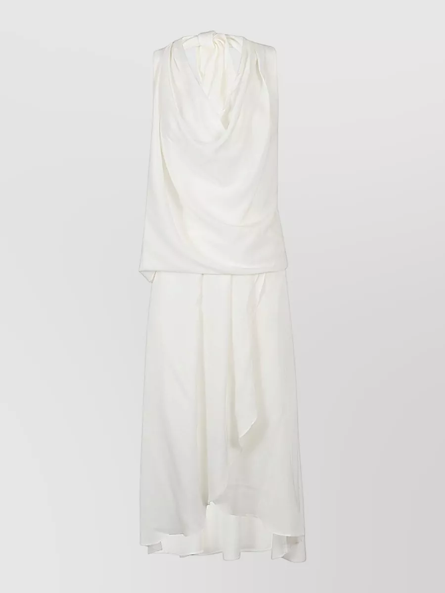 Silk95five Worth Ave Draped Midi Low Back Dress