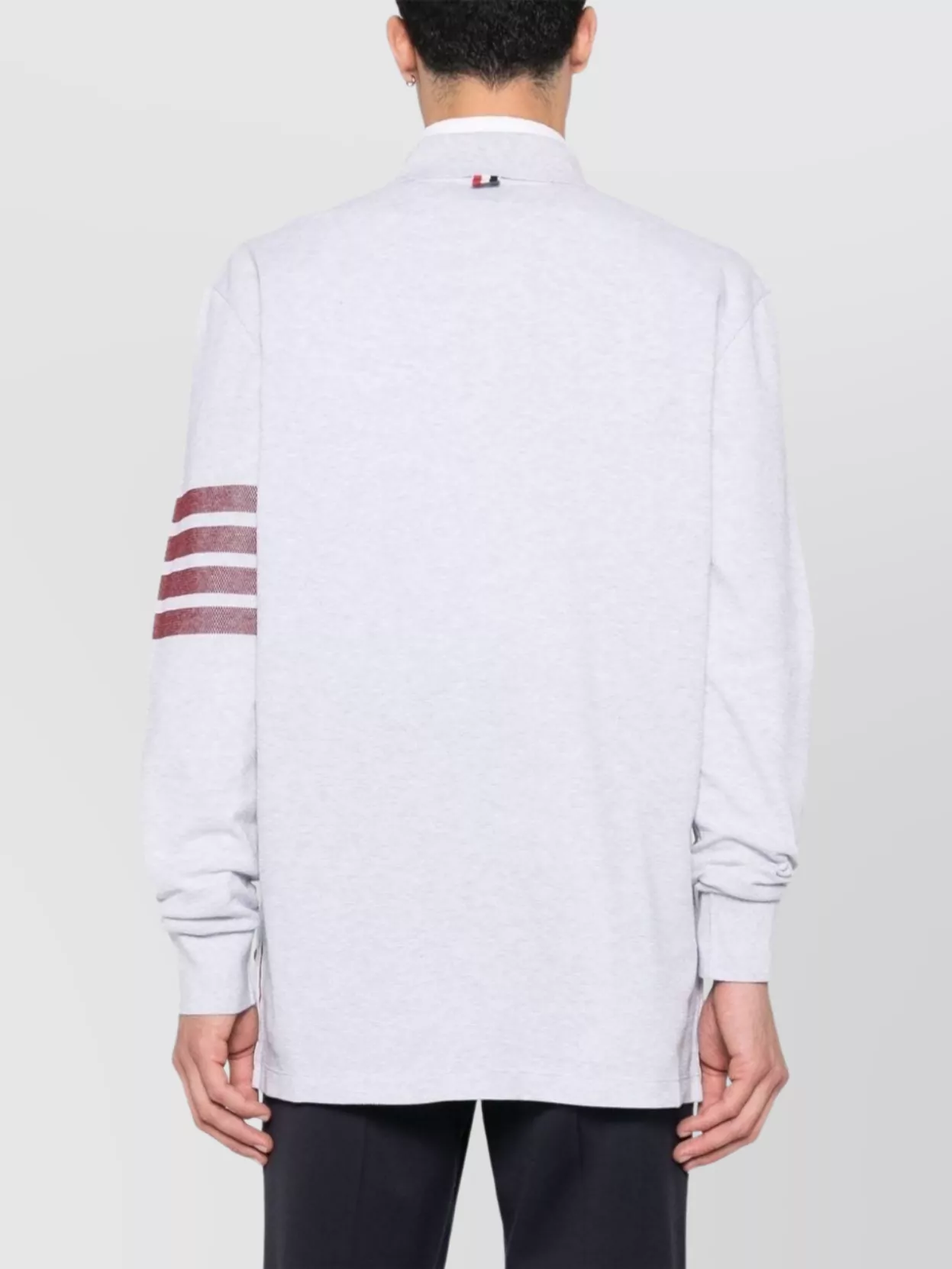 Thom Browne Striped Cotton Blend Polo Shirt With Pocket In White