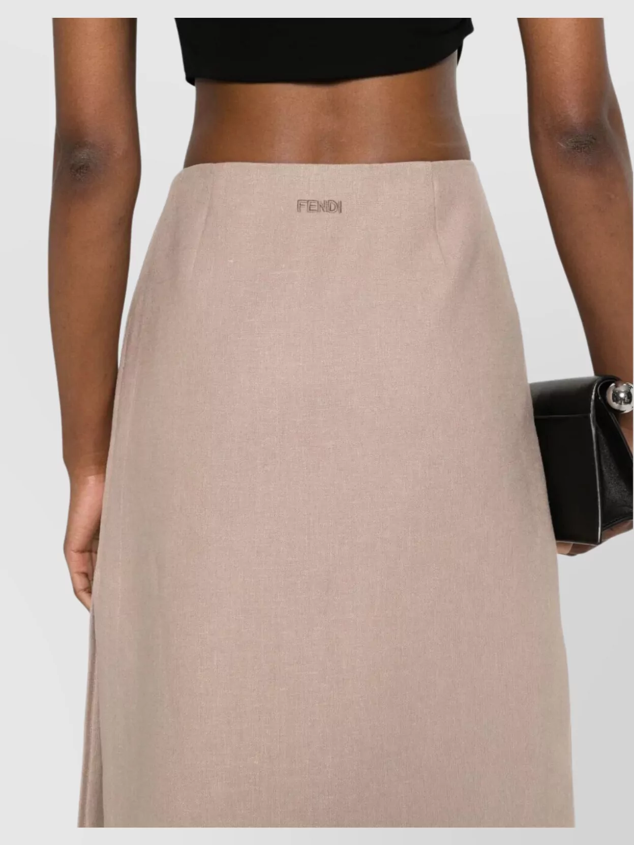Fendi Linen Straight Midi Skirt Slit